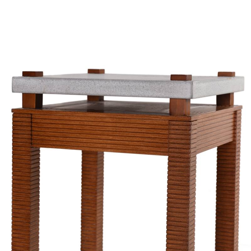 StyleCraft Norman Wyatt Home - Fern Plant Stand - Cement Gray & Zebra Cherry