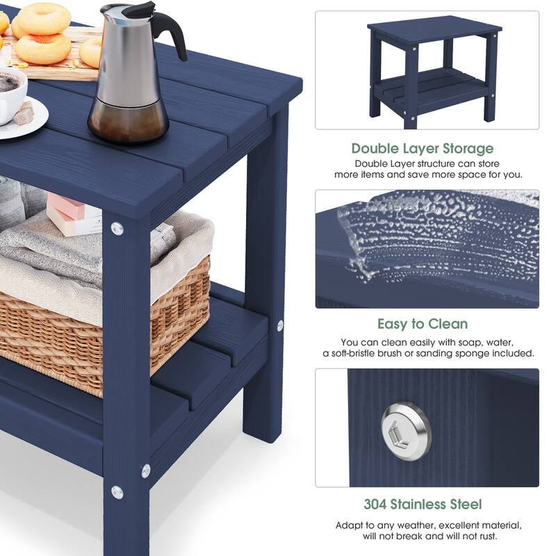Square Plastic Outdoor Side Table Adirondack Chair End Table
