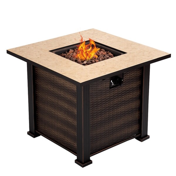 Shop Costway 30" Square Propane Gas Fire Pit 50000 BTUs ...