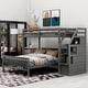 preview thumbnail 3 of 15, Elegant Twin over Full Loft Bed with Staircase, Ladder with 3 Storage Grids, Sturdy Construction & Safety Guaranteed, Grey