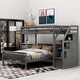 preview thumbnail 1 of 29, Twin Over Full Pine Loft Bed with Storage Staircase and Adjustable Lower Bed Gray