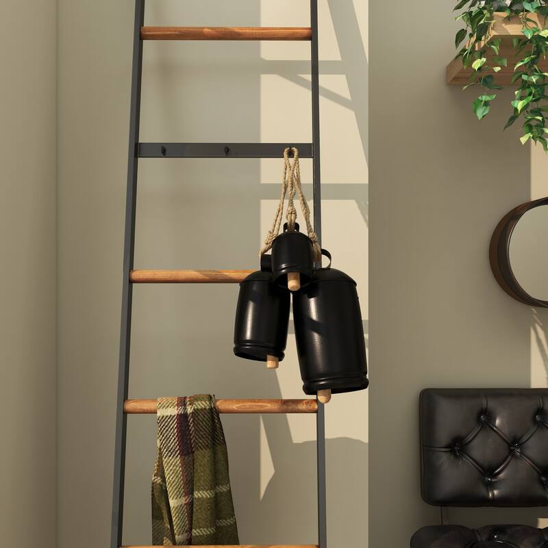Metal Tibetan Inspired Decorative Cow Bells with Jute Hanging Rope - Set of 3 - Roche River Decor