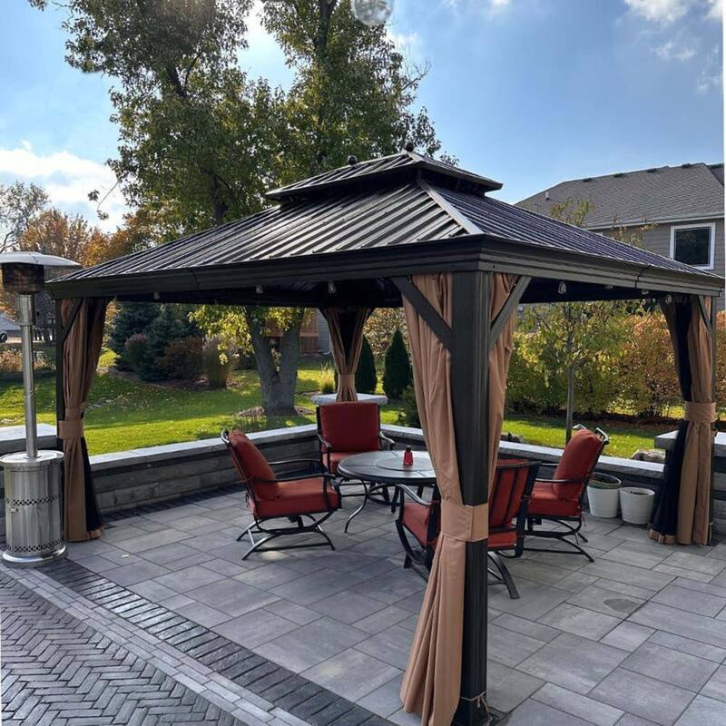 PURPLE LEAF Outdoor Gazebo Aluminum Frame Galvanized Steel Hardtop Gazebo