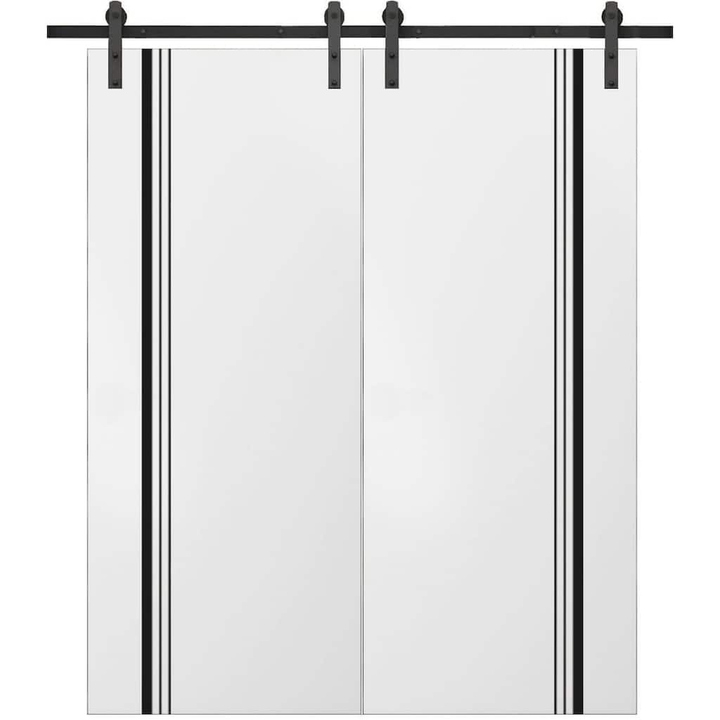 Sturdy Double Barn Door 36 x 80 with Planum 0011 White Silk with 13FT