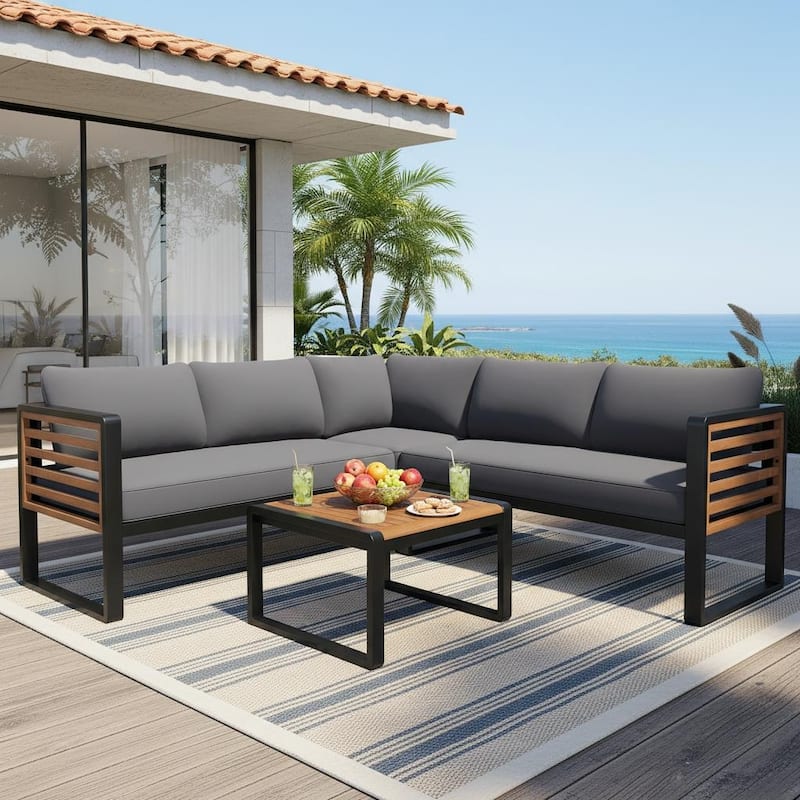 Modern Oasis 4-Piece Outdoor Conversation Set by Leisure Zone - Grey