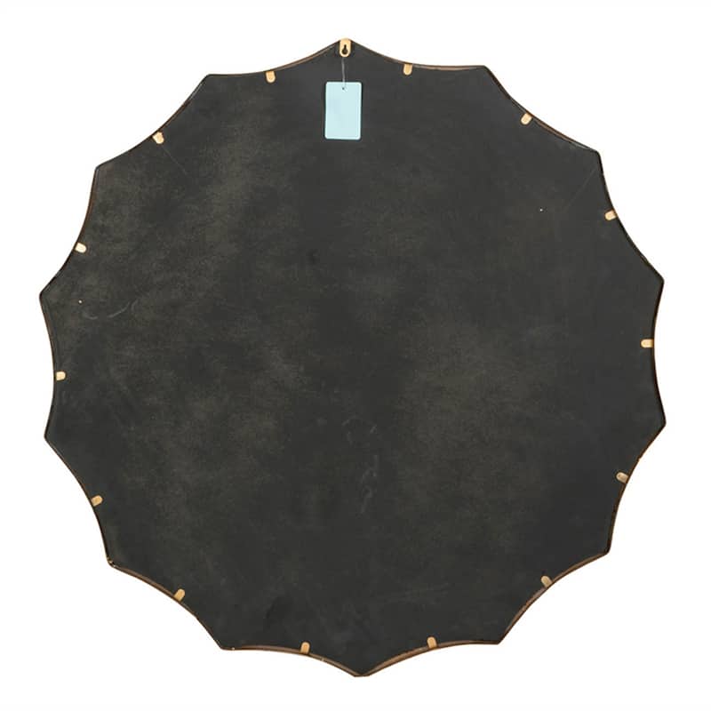 Round Sunburst Wall Mirror with Gold Finish