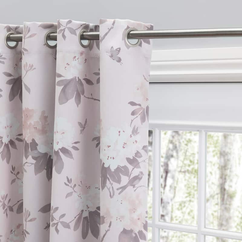 Mystic Garden Premium Floral Blackout Grommet Patio Curtain Panel W Wand - 104"W x 84"L