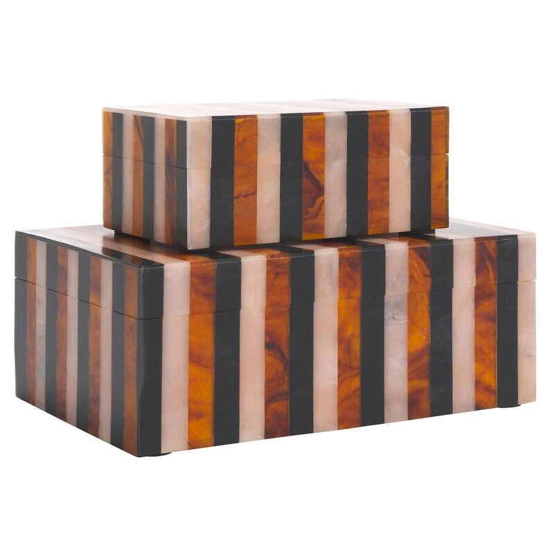 SAFAVIEH Home Ina Black/Brown Resin Decorative Box Set of 2