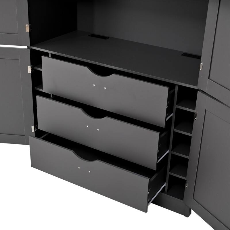 Modern 80.1" Tall Freestanding Kitchen Pantry Cabinet with Adjustable Shelves and 2 Power Outlets