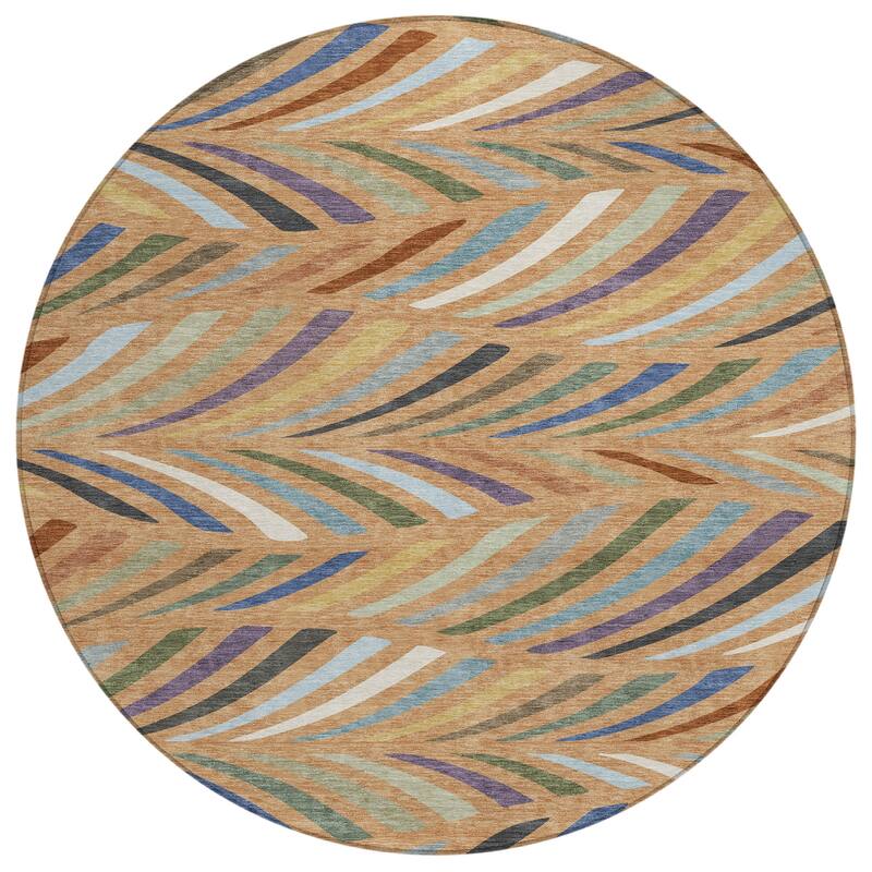 Machine Washable Indoor/ Outdoor Modern Feather Chantille Rug