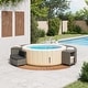 preview thumbnail 10 of 27, vidaXL Hot Tub Surround Bench and Spa Step Poly Rattan and Solid Wood Acacia - 32.3"/44.1" x 17.3" x 1.2"