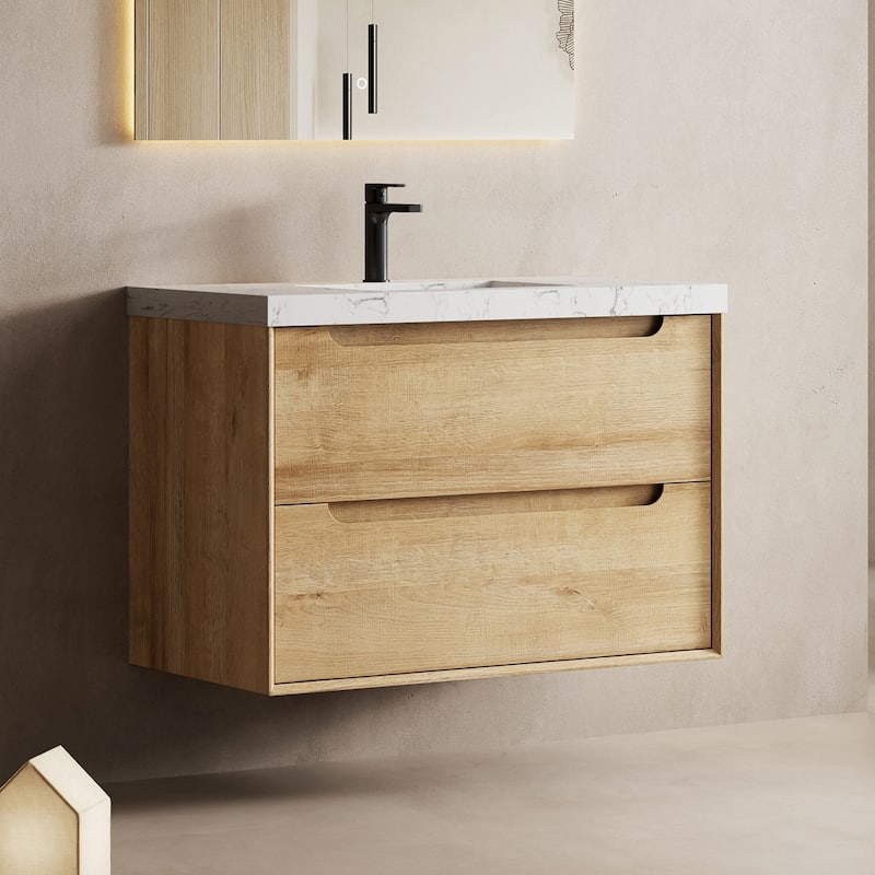Prismis 36" 48" Wall-Mount Premium Bathroom Vanity with Upgraded Top