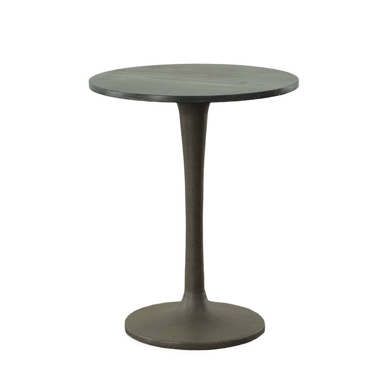 Carolina Living Piuma Marble Top Accent Table - White Top - Antique Gold Base