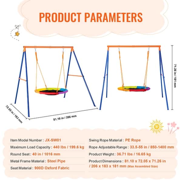dimension image slide 2 of 3, Swing Sets for Backyard, Toddler Swing Set Foldable Metal Stand, Easy to Assemble, Swingset Indoor/Outdoor