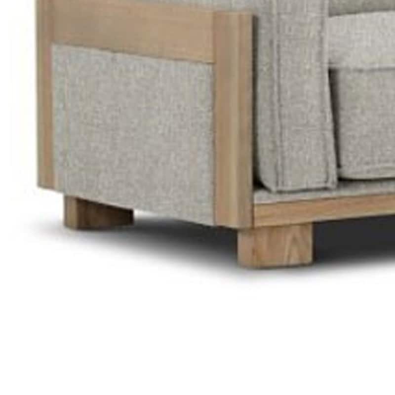 Denu Sofa, Light Brown Fabric Padded, Welt Trim Details, 93 Inch