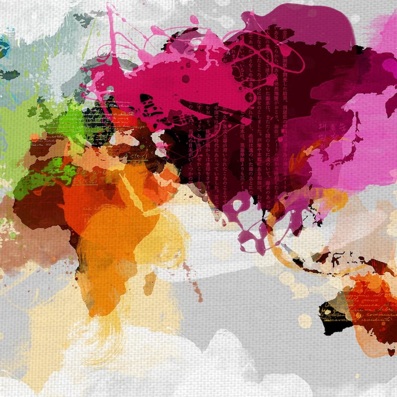 Colourful World Map Canvas Art Print