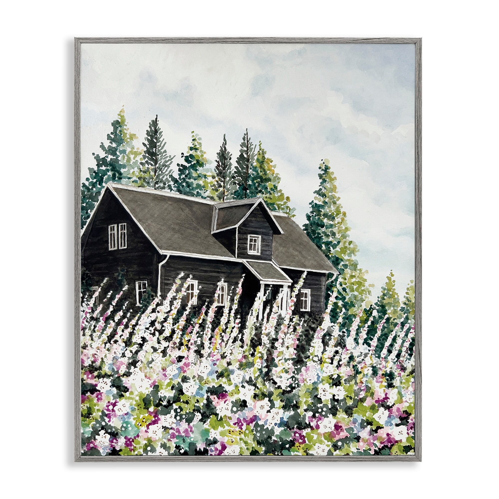 Stupell Cabin Hidden By Garden Blooms Framed Giclee Art Design By Cindy Jacobs