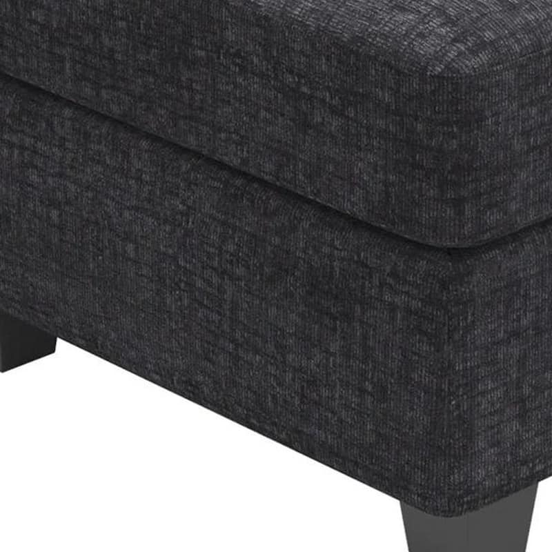 HomeRoots 26" Beige and Black Chenille Storage Ottoman