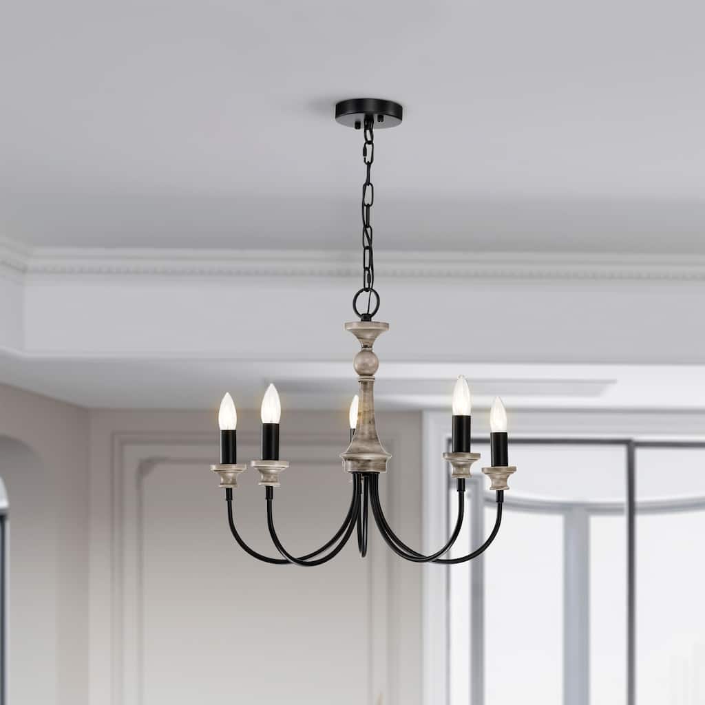 Yura 22 Inch Timeless Candle Chandelier with 5 Light