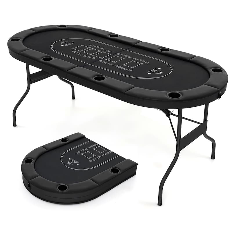 Gymax 8 Player Foldable Poker Table Portable Folding Texas Holdem