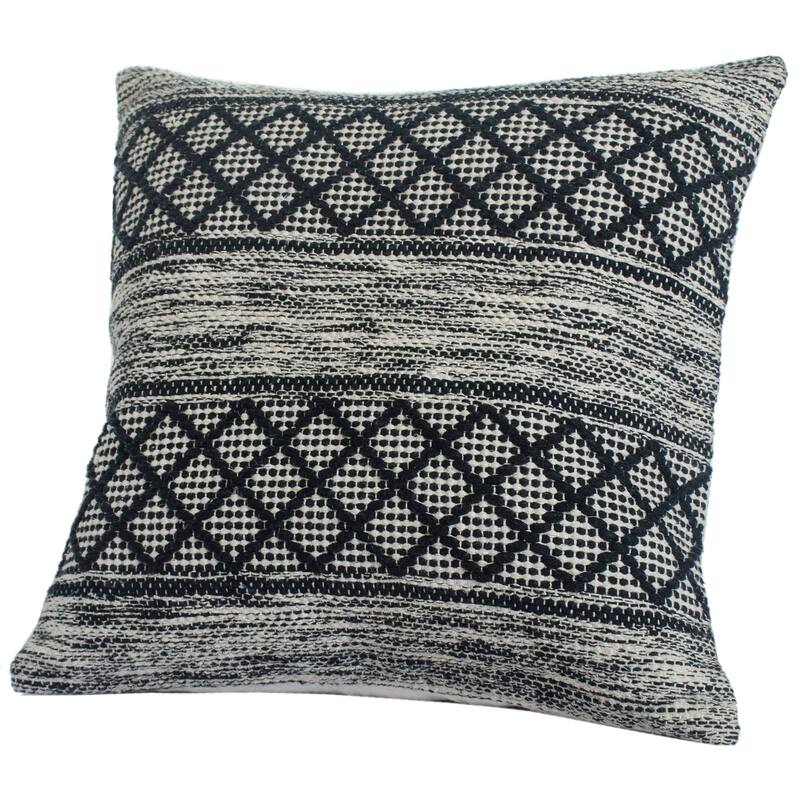 20" Gray and Black Farmhouse Geometric Diamond Square Throw Pillow