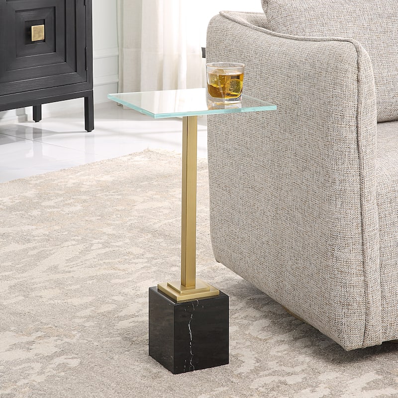 Martini Table with Black Marble - 11"W x 24"H x 11"D