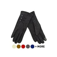 Women's Stylish Touch Screen Gloves with Button Accent & Fleece Lining