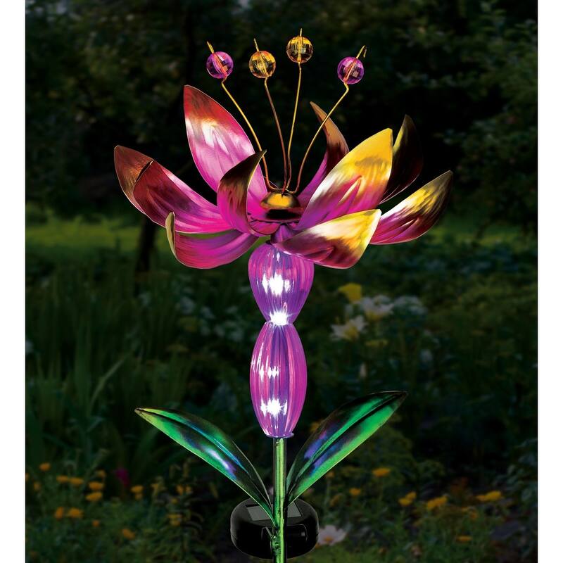 Flower Spinner Solar Stake - Pink