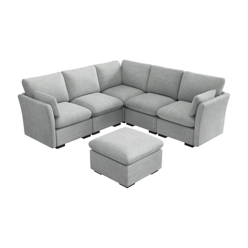 Bush Home Sienna Modular 4-Seater Sectional with Storage Ottoman - Dove Gray
