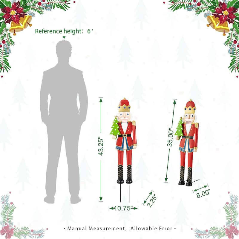 Glitzhome Christmas Metal Nutcraker Snowman Santa Garden Yard Stakes Wall Decor