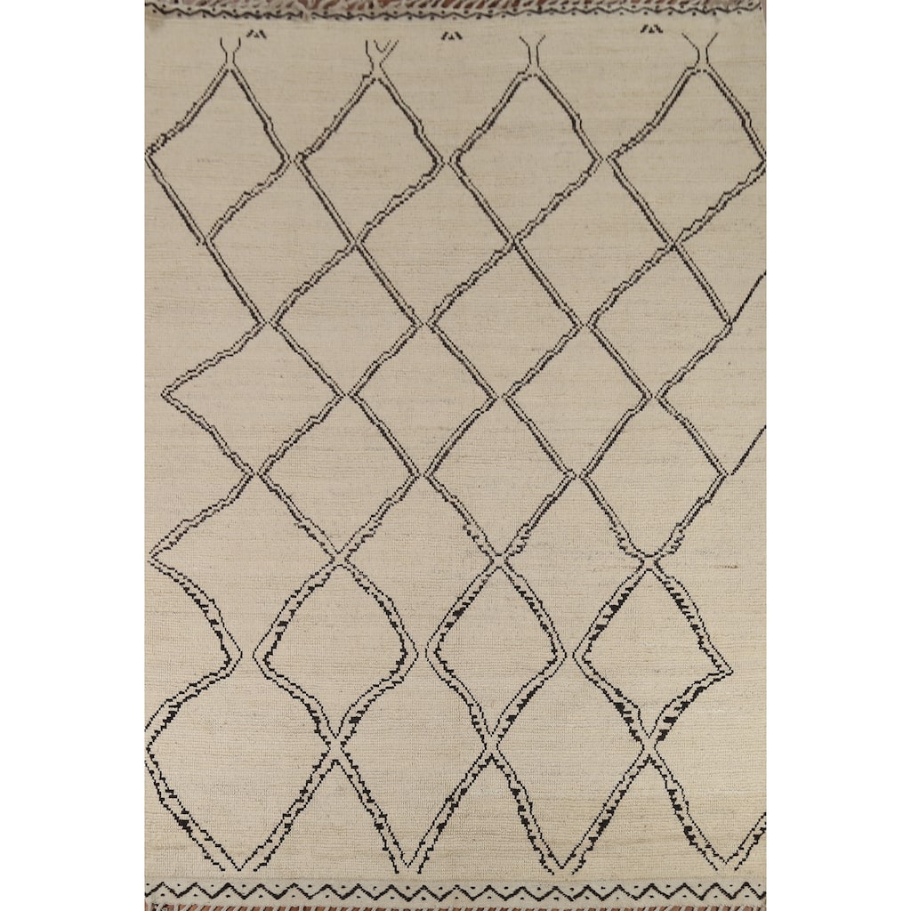 Trellis Modern Moroccan Area Rug Handmade Wool Carpet - 8'2"x 10'10"