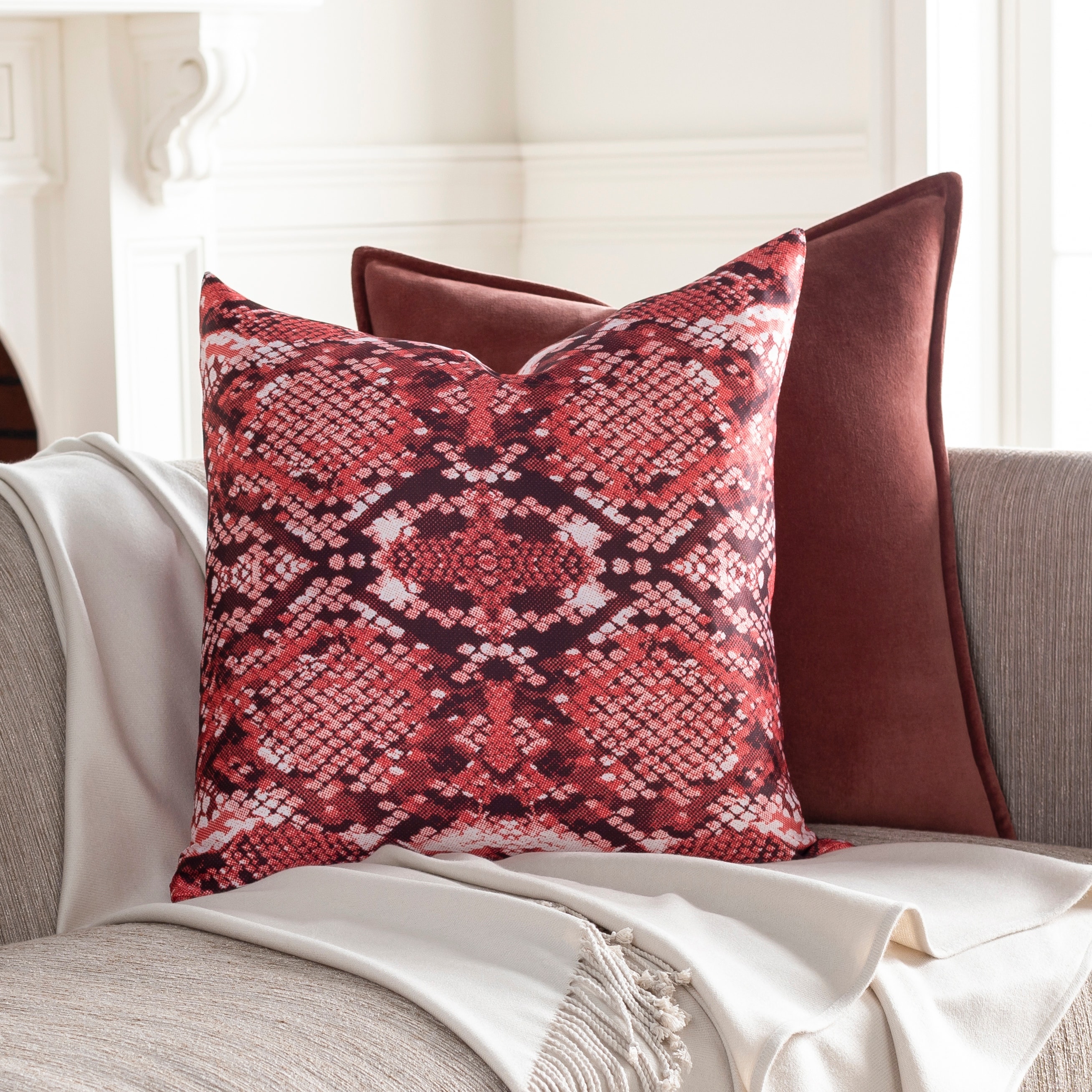 Cotulla Red Animal Print Throw Pillow