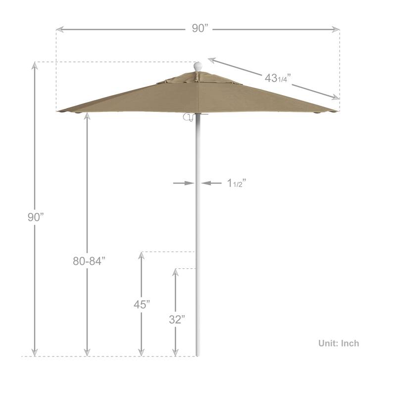 California Umbrella 7.5' Rd.. Aluminum Frame, Fiberglass Rib Market Umbrella, Push Open, White Finish, Olefin Fabric