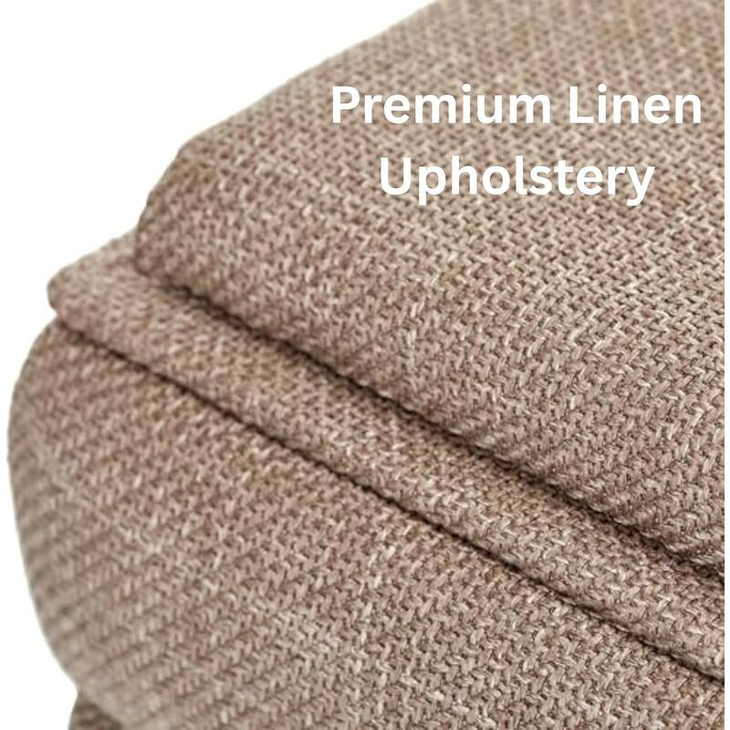 Modern Cube Ottoman with Tray Top and Hidden Storage Linen Seat