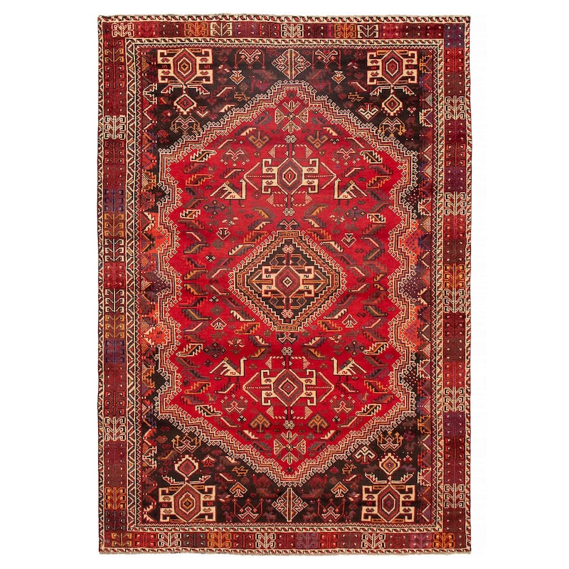 ECARPETGALLERY Hand-knotted Melis Red Wool Rug - 6'10 x 10'0 - Red - 6'10 x 10'0