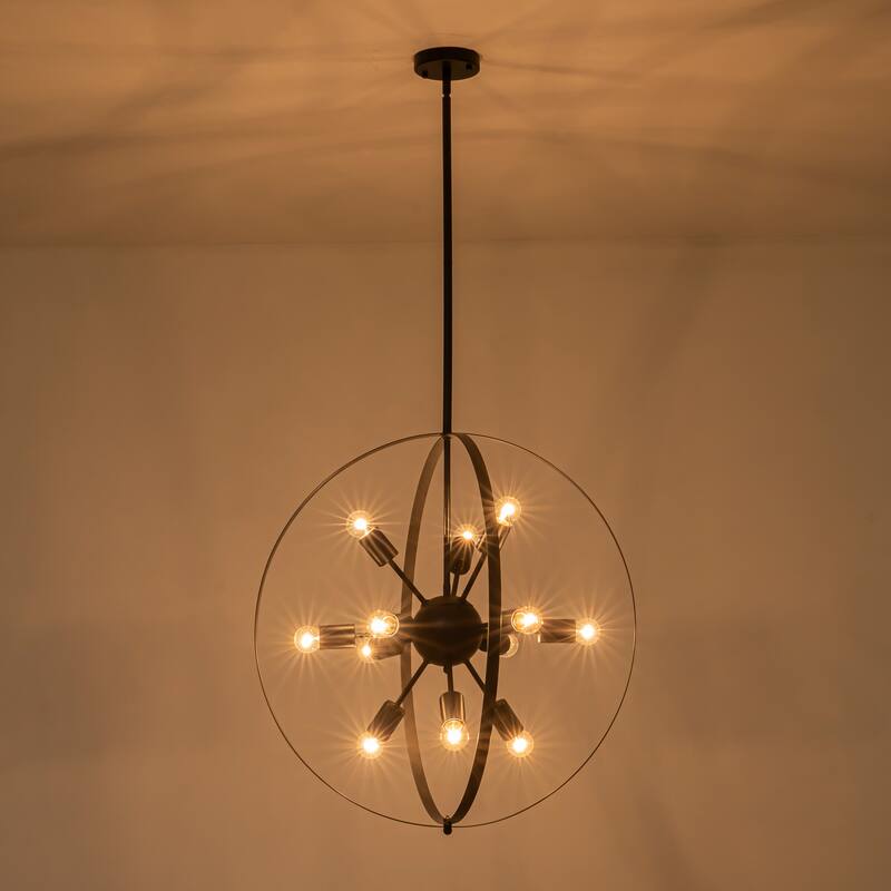 Starsky 12-Light 25in Mid-Century Modern Caged Ceiling Lights Lantern Globe Chandelier