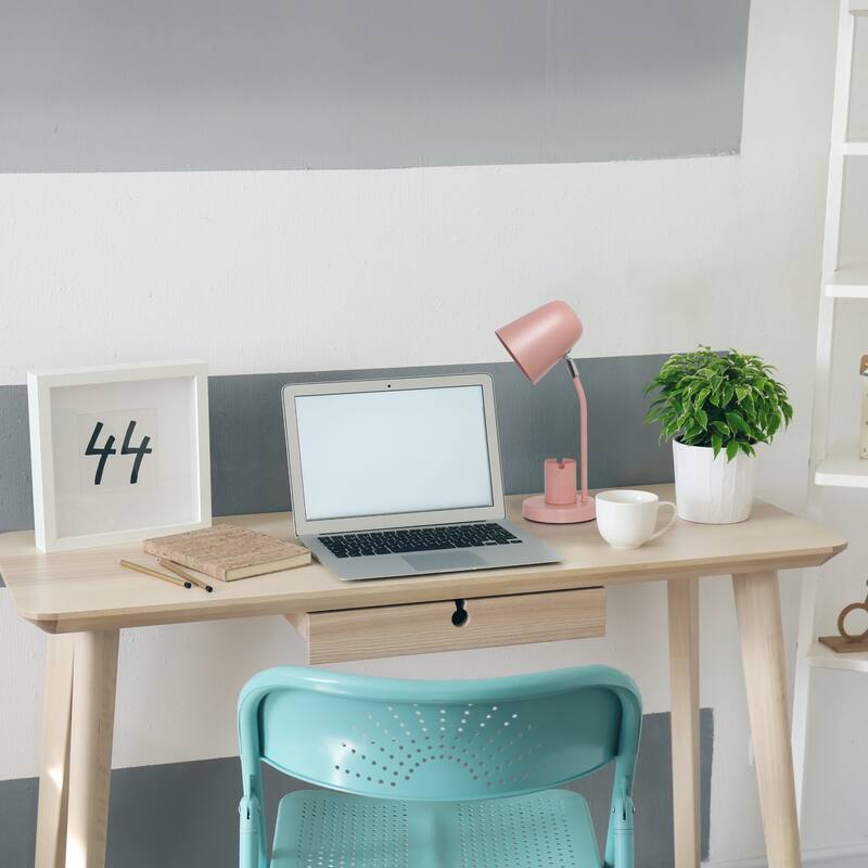 Adjustable Gooseneck Desk Lamp with Metal Shade - 15.75" - Blush Pink