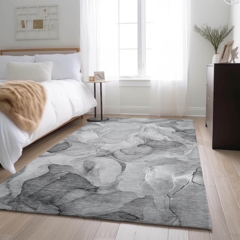 Premium Washable Super Soft Abstract Watercolor Mayfield Rug - Gray - 2' 6" x 3' 10" - Rectangle
