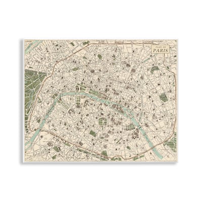 Stupell Vintage Map of Paris Wall Plaque Art Design By Phillipa Katz