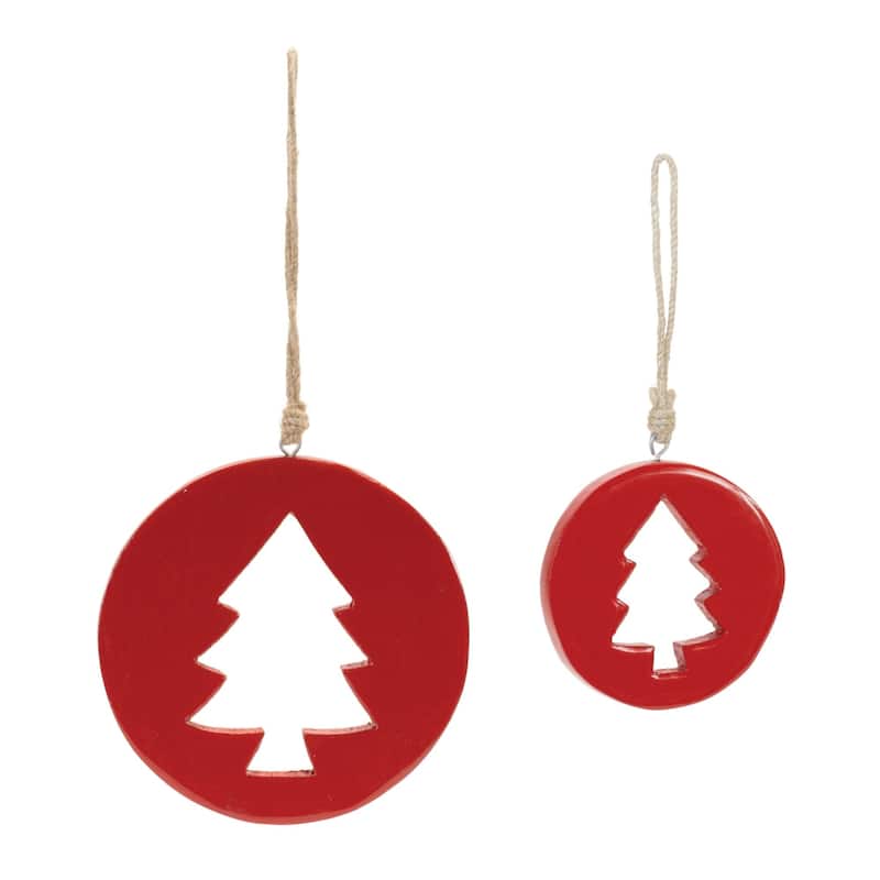 Cut-Out Wood Pine Tree Christmas Ornaments - 6" - Red - 12ct