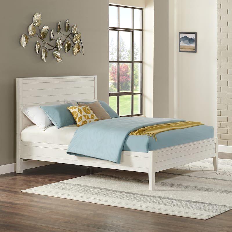 Arden Panel Wood King Bed - Driftwood White - Queen