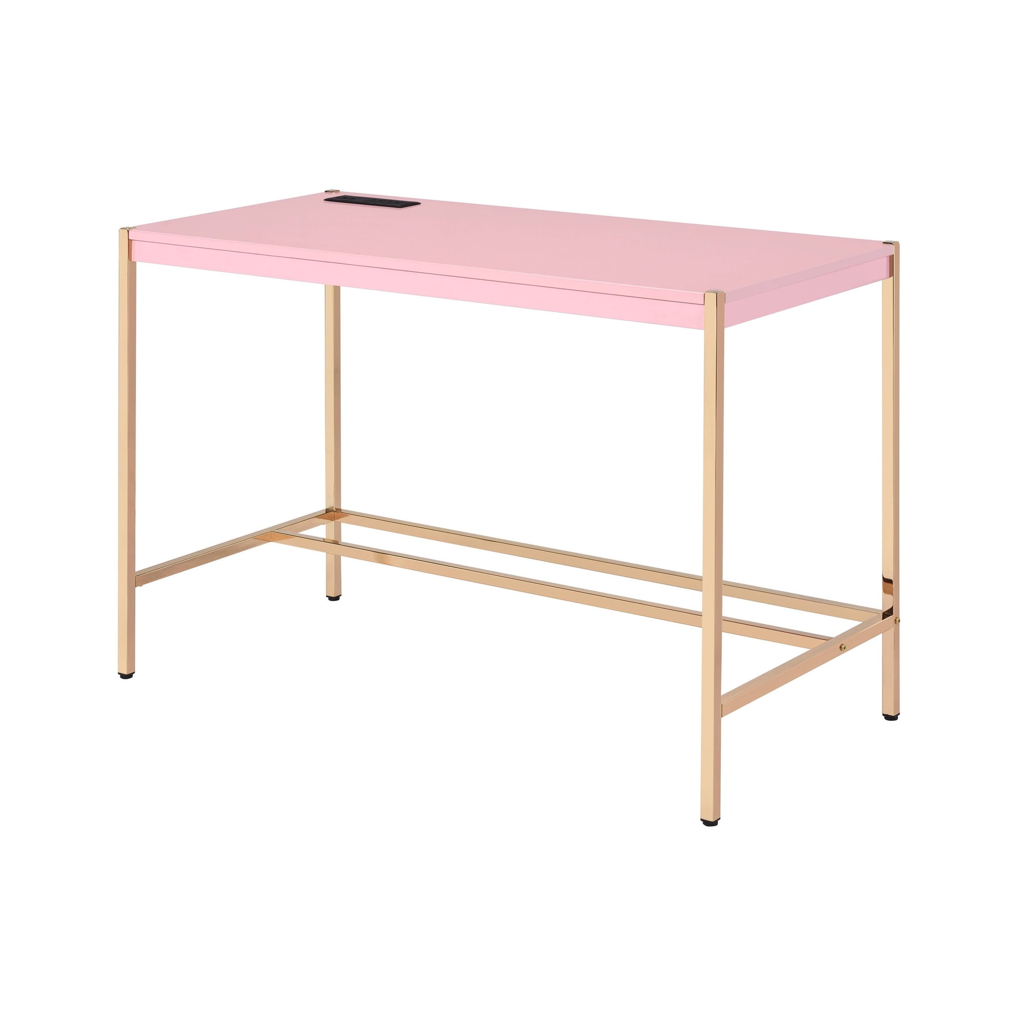 pink and gold writing desk