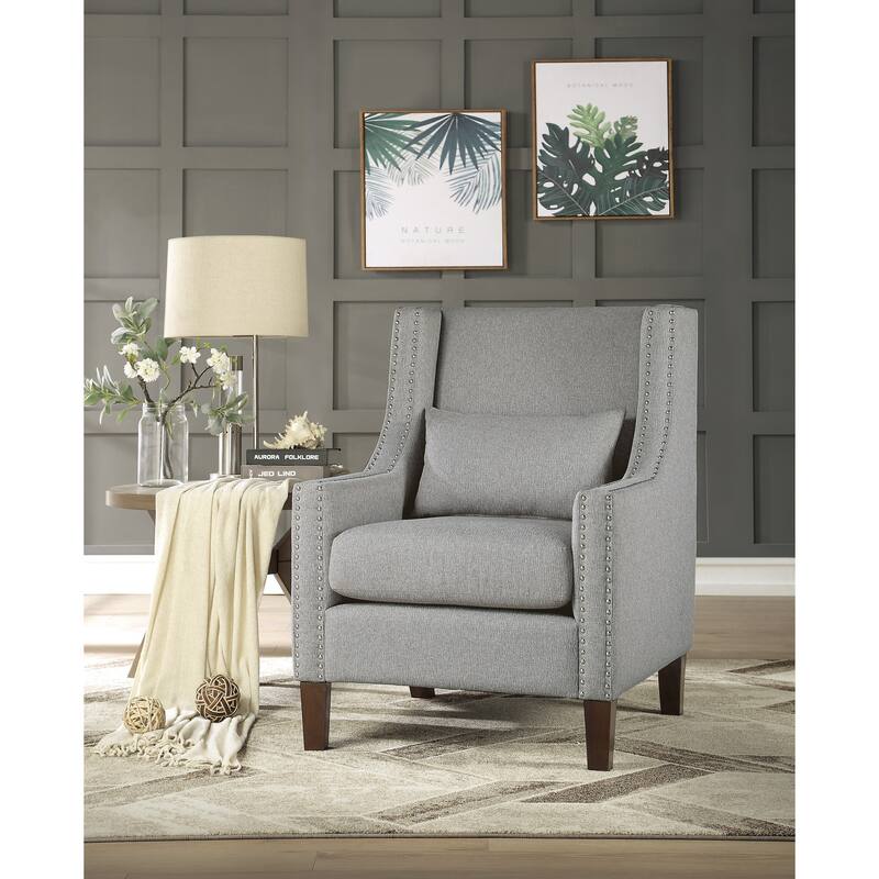Traditional Accent Chair, Nailhead Trim, Solid Wood Frame