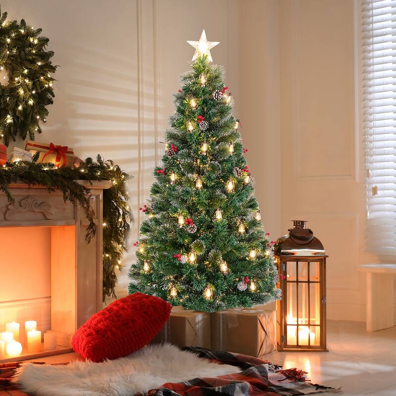 Gymax 5/6/7 FT Christmas Tree Artificial Xmas Tree w/ 8 Lighting Modes - See Details