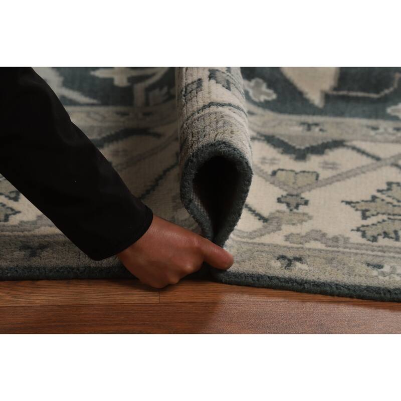 Blue Oushak Indian Area Rug Handmade Wool Carpet - 7'11" x 10'0"