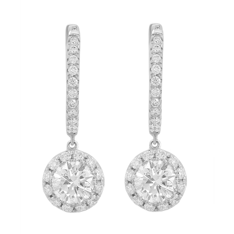 Effy Women's 14k White Gold Lab Grown Diamond Drop Hoop Earrings