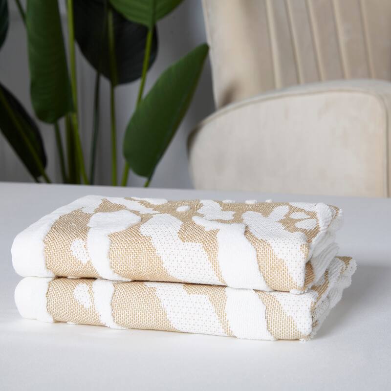 Violet Linen Marquis Pattern, 100% Cotton Highly Absorbent Jacquard Fashion Towel, 20" X 30", Hand Towels, Set of 2 - 20" X 30"