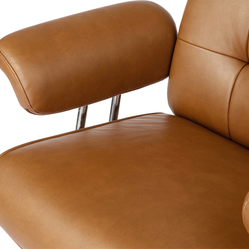 Glitzhome 48-inch Mid-century Adjustable Swivel Faux Leather Office Chair