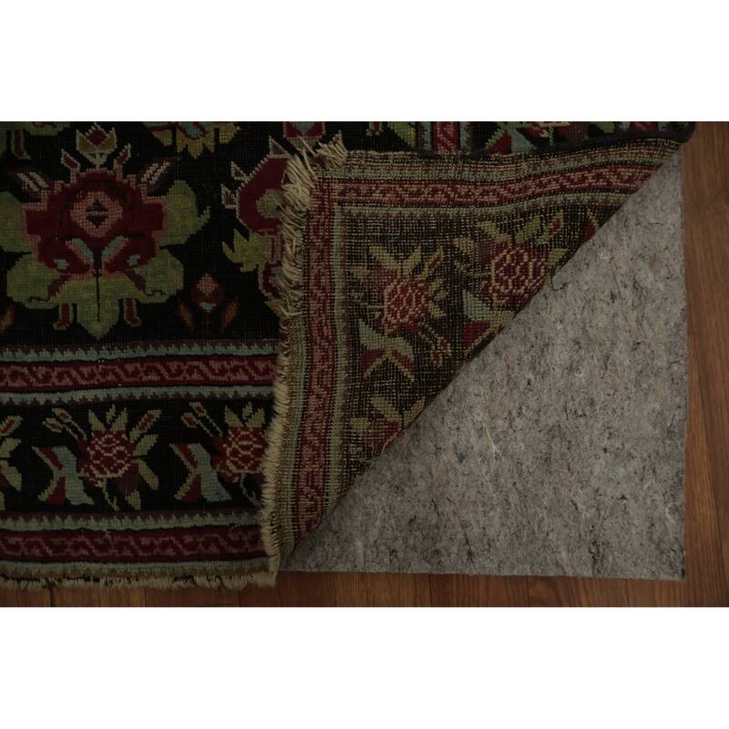 Hand Knotted Oriental 100% Wool Carpet Traditional Floral Black Karabagh Runner Rug - 17' 11'' X 3' 5''