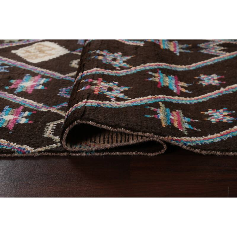 Geometric Tribal Moroccan Area Rug Hand-knotted Oriental Wool Carpet - 5'10" x 9'7"